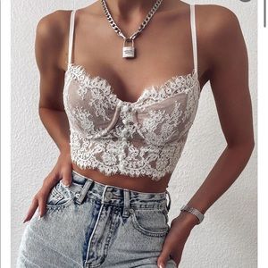 White Fox Boutique - Fashion Fix Lace Bustier White